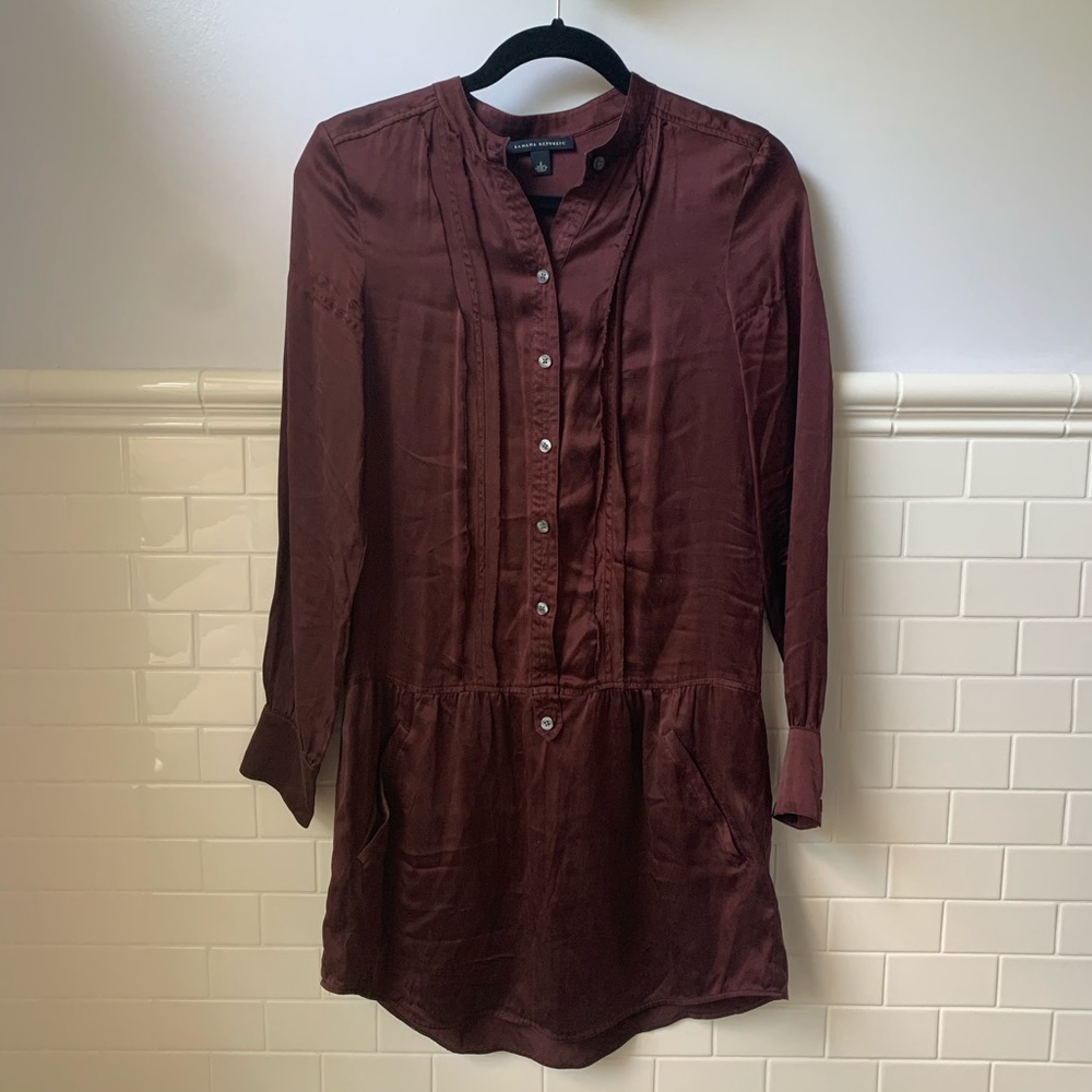 Burgundy Silk Tunic Dress